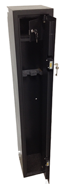 The compact sized GC-0 provides entry level compliant security for 3 rifles, utilising dual high security key locks