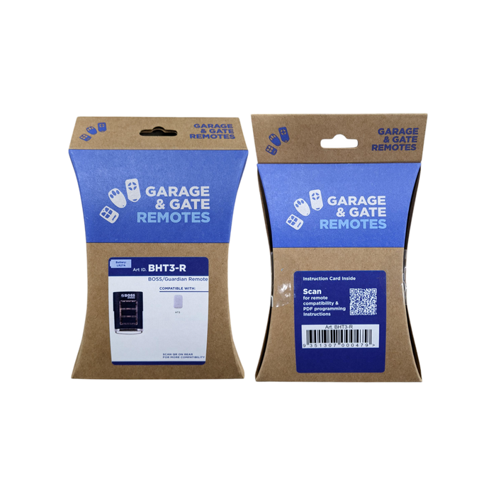 BOSS BHT3-R 3-Channel Garage Remote front and back retail packaging