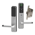 LOCKTON CADELL52 smart lever lock in satin stainless steel, outside and inside handles with the 60mm mortice lock