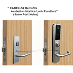 CADELL52 fitted over an existing Australian mortice lock using the same post holes