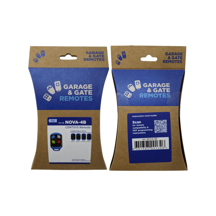 Centurion NOVA-4B 4-Channel Garage Remote front and back retail packaging