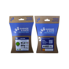 Merlin E970M garage door remote retail packaging, front and back