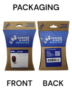 Steel-Line ZT-07 4-Channel Garage Remote retail packaging, front and back